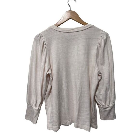 Loft Cream Burnout Knit Balloon 3/4 Sleeve Blouse Top Size Medium Minimalist - Picture 6 of 10